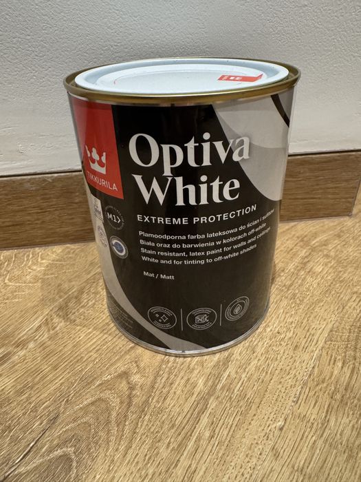 Farba tikkurila optiva white - porcelain 0,9l - nowa nie używana