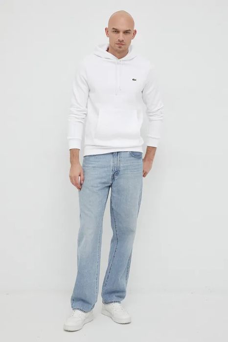 Bluza z kapturem biała  z logo Lacoste L