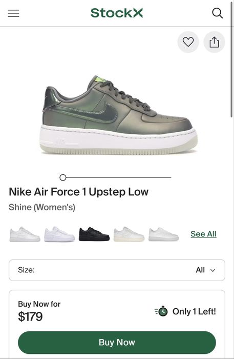 Кросівки Nike Air Force 1 Upstep Low Shine Metallic Holographic Green