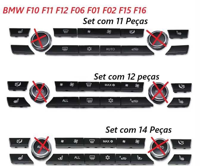 Botão teclas climatronic AC Ventilação Bmw F10 F11 F07 F06 F12 F01 F02 F15 F16 NOVO