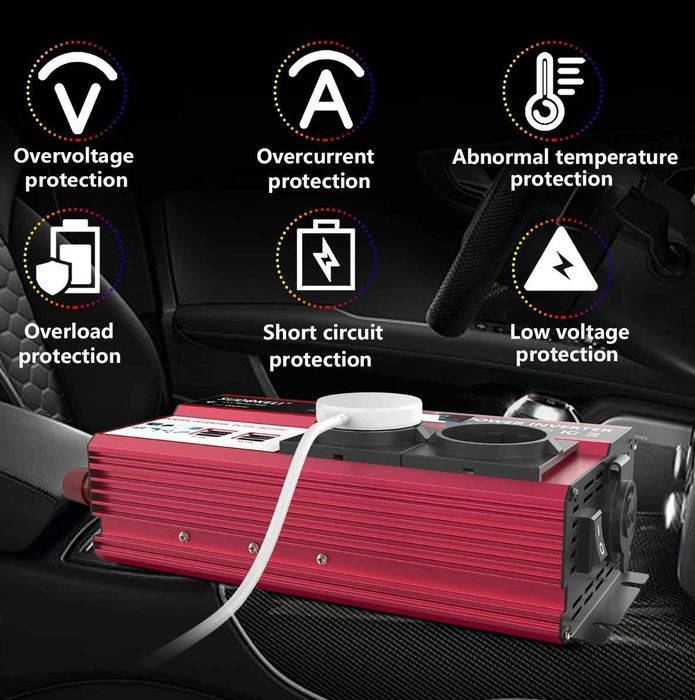 Автомобильный инвертор преобразователь напряжения 12В в 220В 2000 Вт