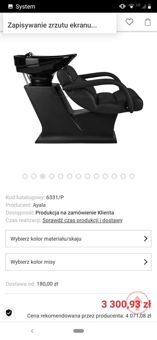 Myjnia fryzjerska 1600zl