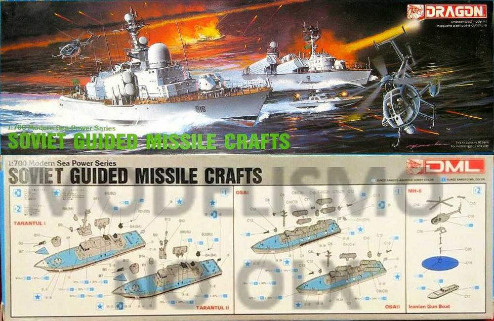 Kit de modelismo 1/700 em plástico do Patrulha soviético Osa II