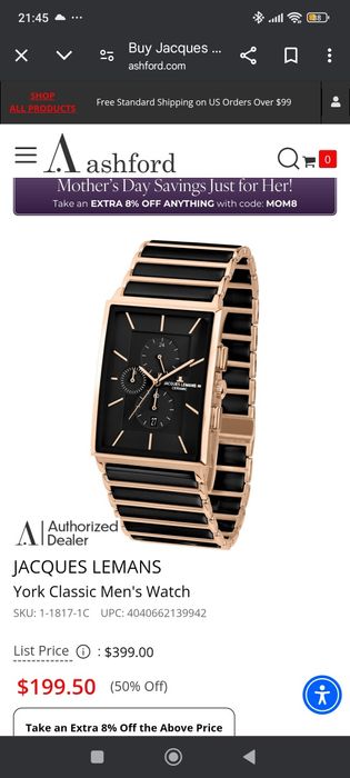 Relógio de pulso Jacques Lemans 1-1817 ceramic