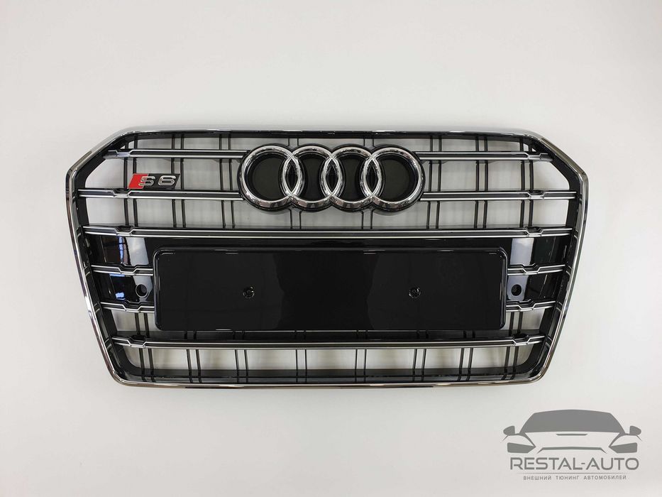 Решетка Радиатора Audi A6 2014-2018год Черная с хромом в стиле S-Line