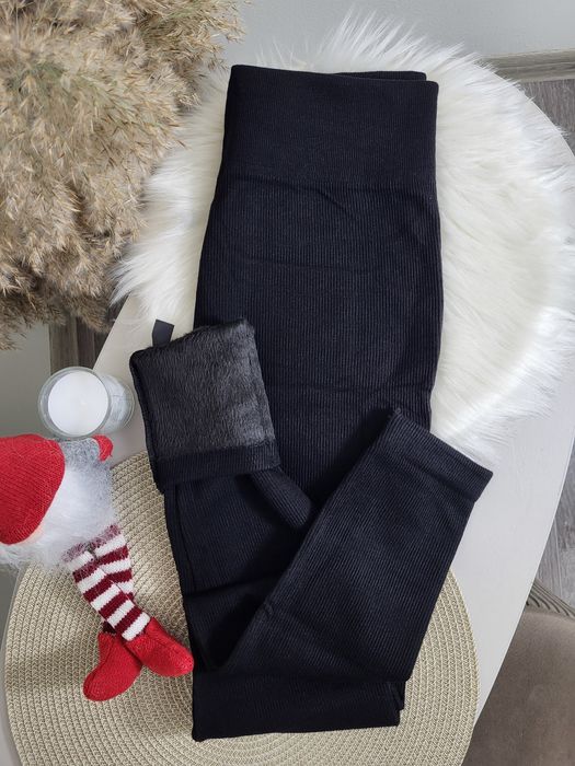 Якісні котонові лосини в рубчик на хутрі, легінси утеплені, леггинсы