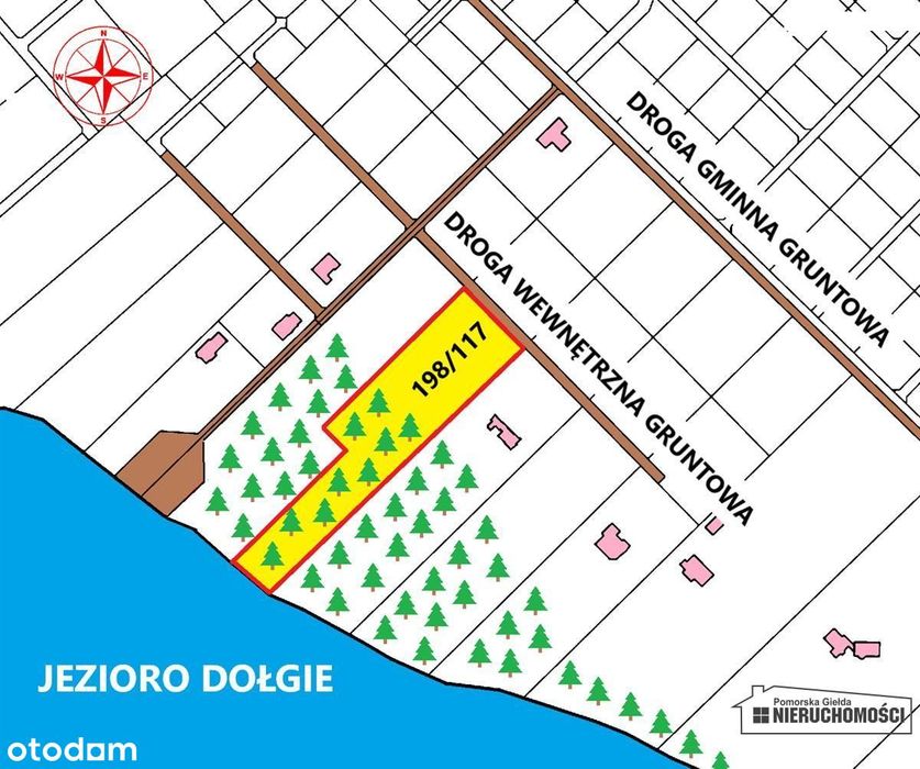 Dostęp do jeziora, plaża, teren i las. Dołgie.