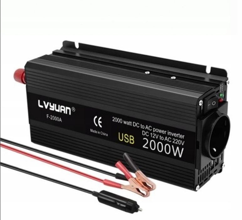 Przetwornica samochodowa 12v 230v  duża moc 2000w wydajna