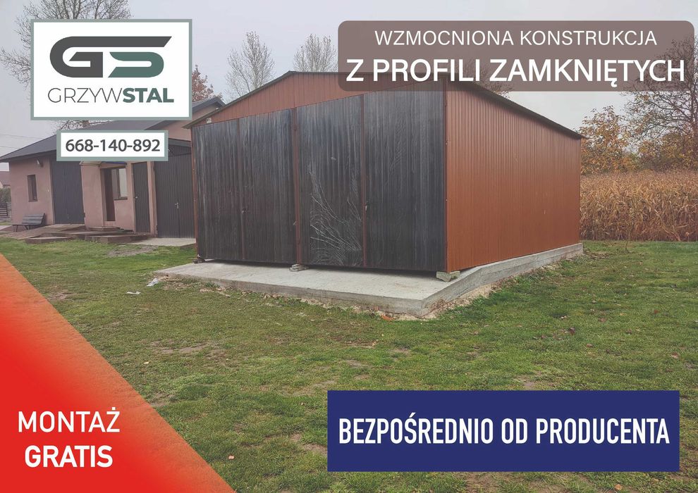 Garaż blaszany Brązowy - Magazyn Garaże Blaszane - Wiata – GRZYWSTAL*