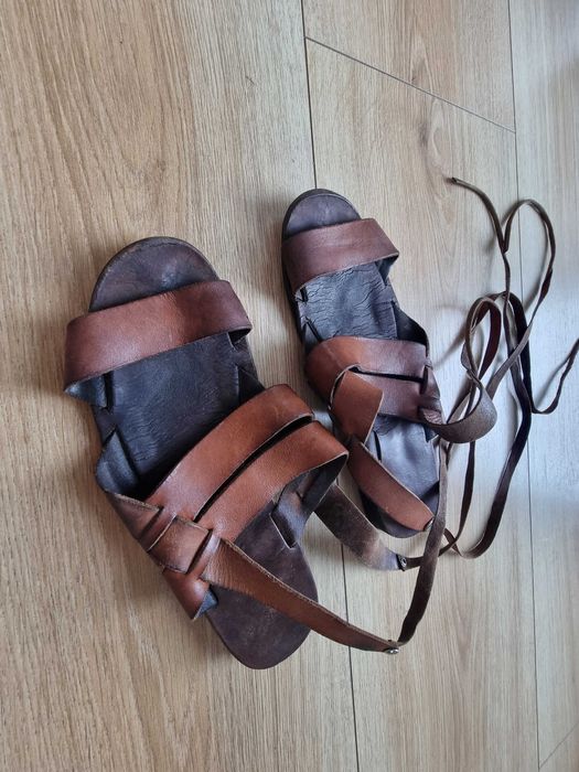 Antyczne sandały skórzane gladiatorki z lat 50 PRL 38