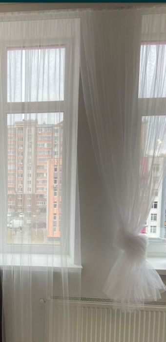 Нова, готова тюль мікросітка на метраж,   біла,  на шторній стрічці
