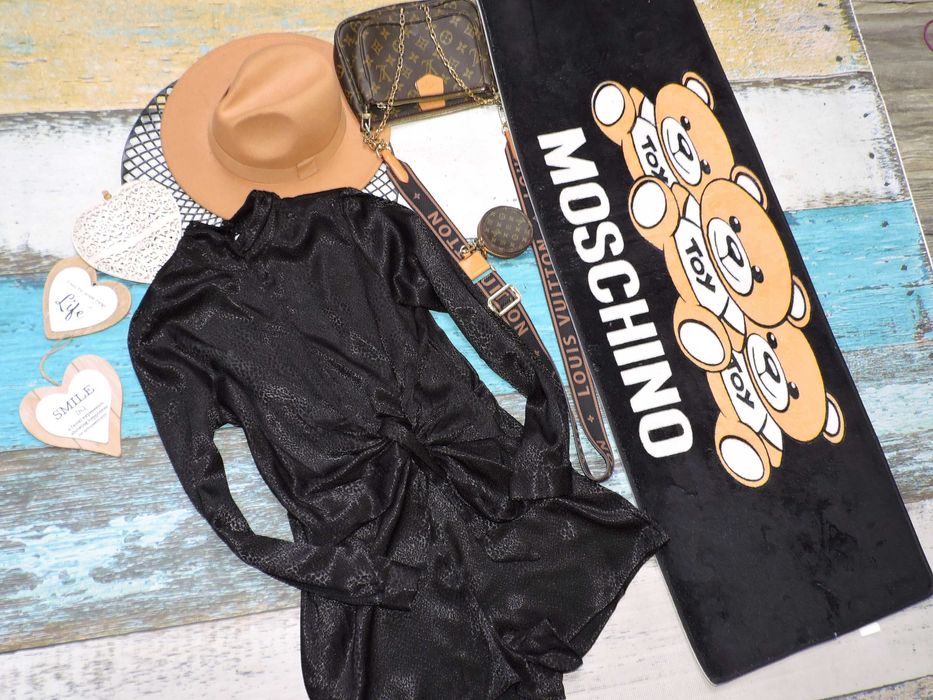 Topshop świetny kombinezon czarny wiązanie M