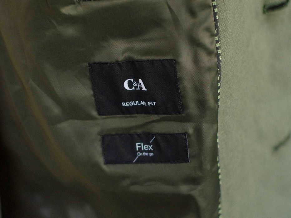 Letnia marynarka zielona C&A Premium, Len+Bawełna, r54, półpodszewka