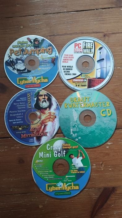 Płyty CD z grami: CRAZY MINI GOLF, PET JUMPING, WACKI i inne z czasopism CLICK!, Cyber Mycha z początku lat 2000!