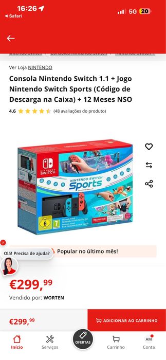 Nitendo switch como nova