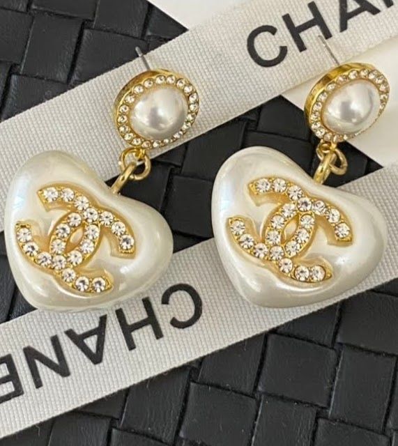 Przepiękne, wiszące kolczyki cc serca, wybita pieczątka. Cudo lv ysl