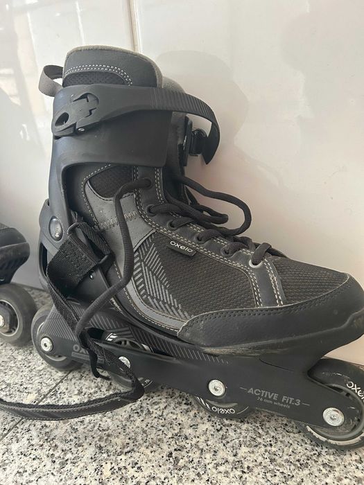 Patins em Linha Adulto FIT100 Preto Decathlon + Material Proteção
