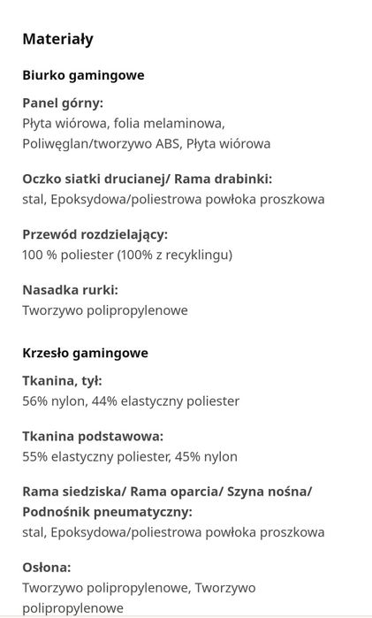 Biurko i krzesło gamingowe