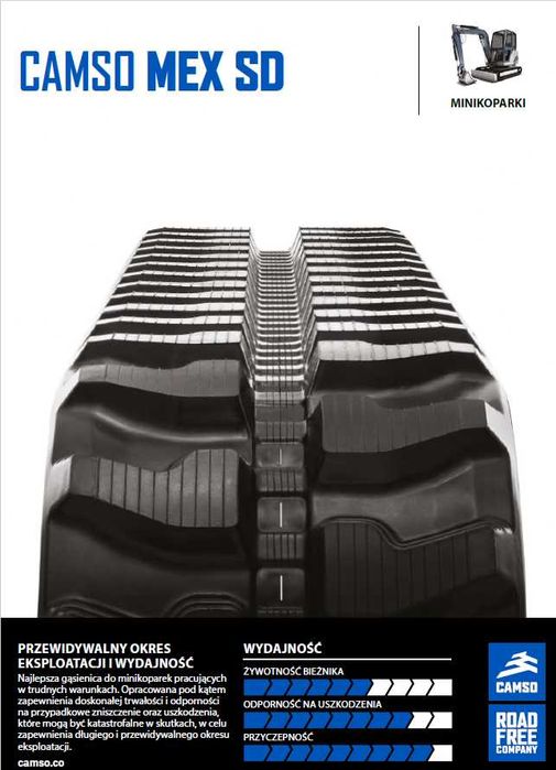 Gąsienice gumowe  minikoparka TAKEUCHI TB225 CAMSO MEX SD 250x80x48