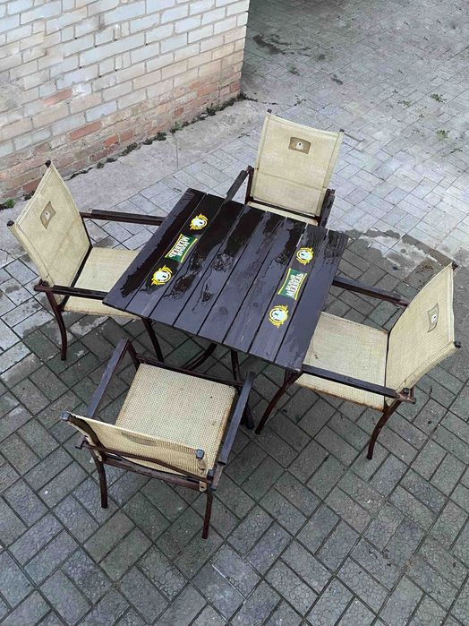 Стол 4 стула дерево металл