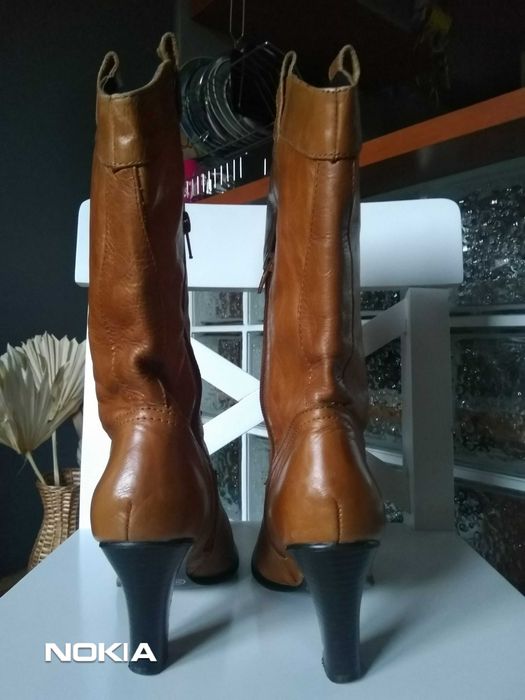skóra naturalna damskie kozaki kowbojki botki roz.38