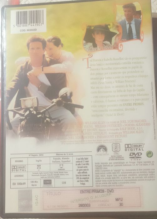 DVD Entre primos com Ted Danson e Isabella Rossellini