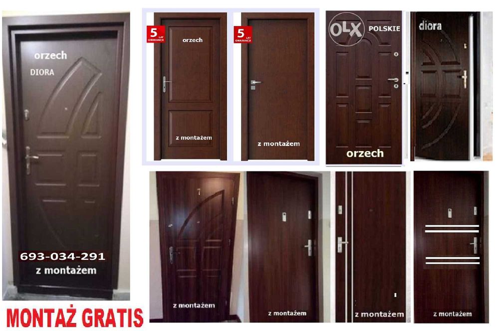 Drzwi Zewnętrzne Wejściowe do Mieszkań w Bloku  i domu z Montażem