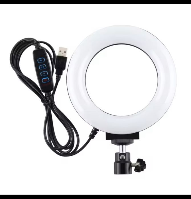 LED Selfie Ring Light, 16cm, 6 ", Carga USB, Regulável, Lâmpada