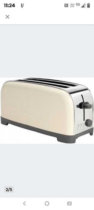 Toster Taurus Vintage Cream 1400W 6 stopni opiekania Rozmrażanie#