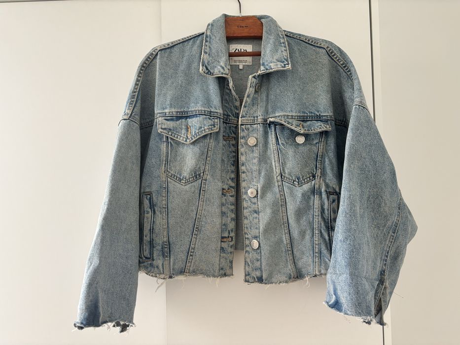 Kurtka jeansowa skrawki shabby chic