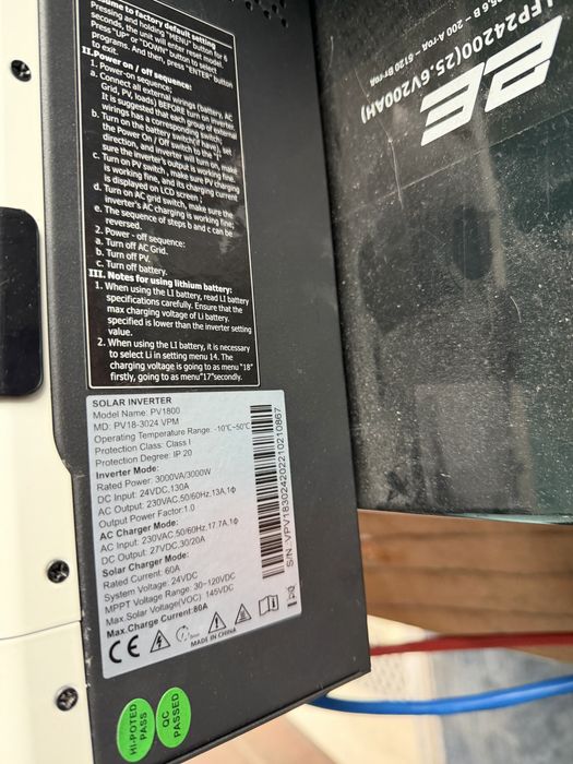 Комлект ДБЖ інвертор Must pv18-3024vpm + aкумLFP 25.6х200ah(5kwt)