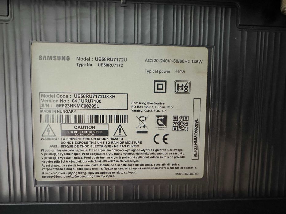 Телевізор Samsung 58” 4K Smart TV UE58RU7172U