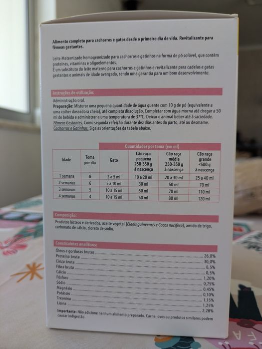 Leite materno em pó para gatos e cães da Patta