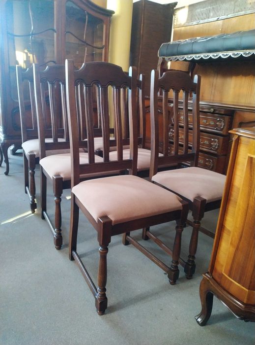 Stylowe krzesła dębowe komplet 6 sztuk