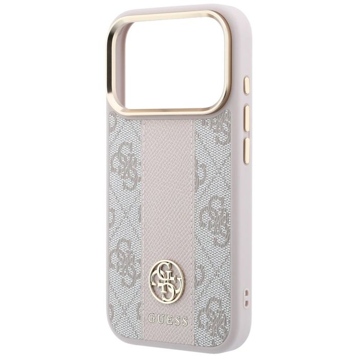 Etui Guess 4G with Stripe Round and Classic Logos MagSafe do iPhone 18 Pro / 17 Pro różowy