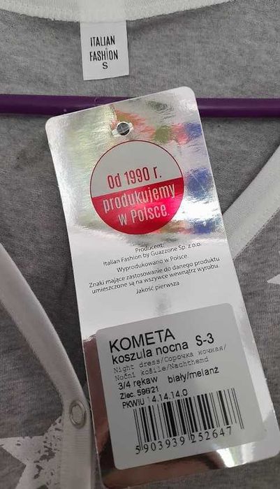Szara koszula nocna w gwiazdki