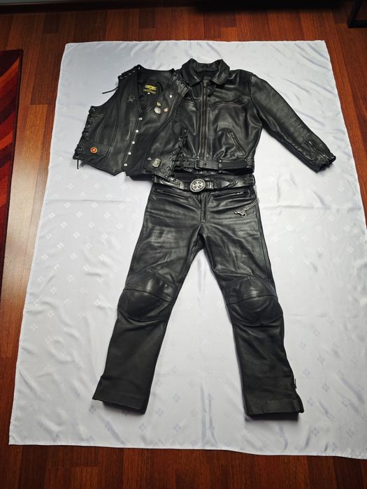 Męski komplet skórzany na motor w stylu chopper