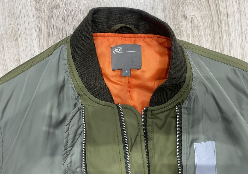 Zielona khaki kurtka bomberka flek Asos m-l Unisex