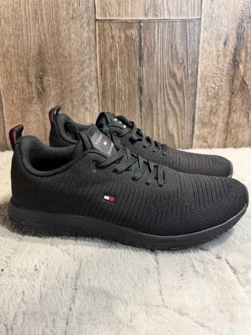 Czarne buty sneakersy trampki Tommy Hilfiger Corporate Knit Runner 42