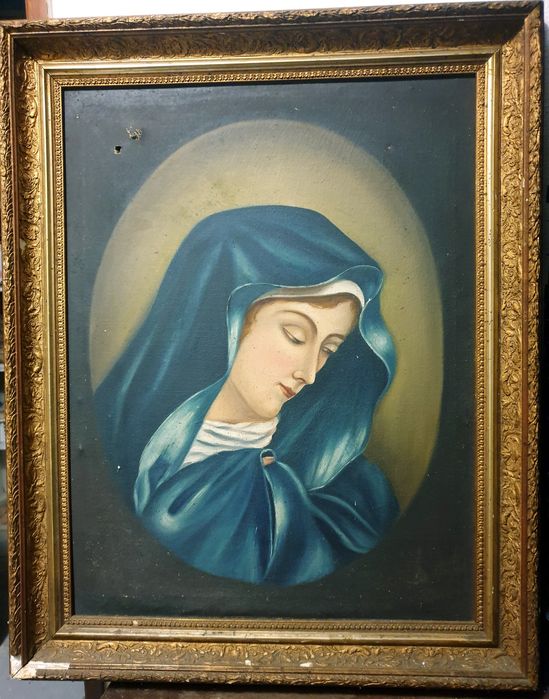 Mater Dolorosa-antiga pintura portuguesa em óleo sobre tela assinada
