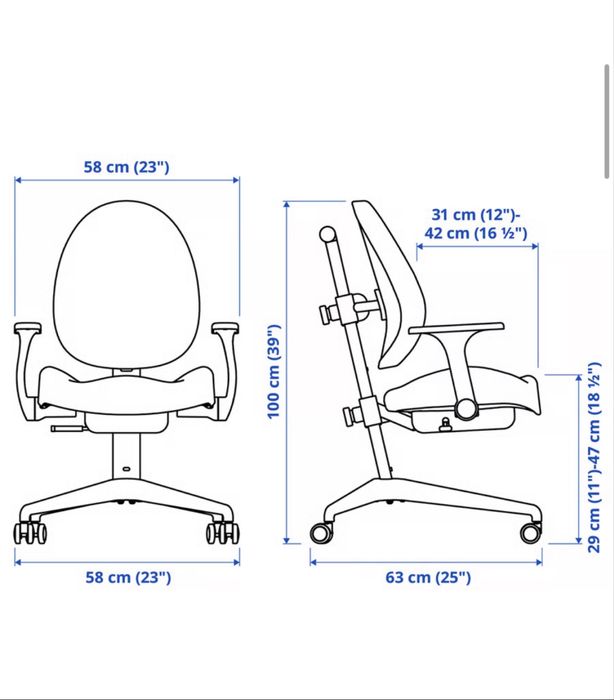 Krzesło biurowe dziecięce młodzieżowe Ikea Gunrik