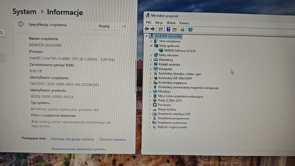 Komputer biurowy zestaw Intel Nvidia 8GB RAM GT610