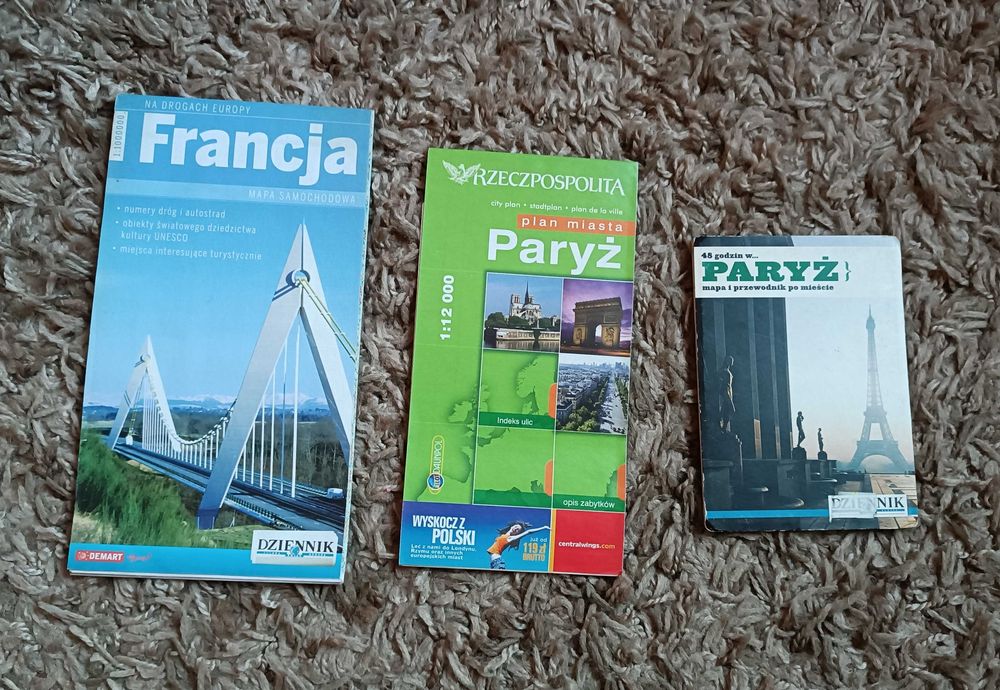 Francja Paryz - zestaw : mapa + plan + przewodnik