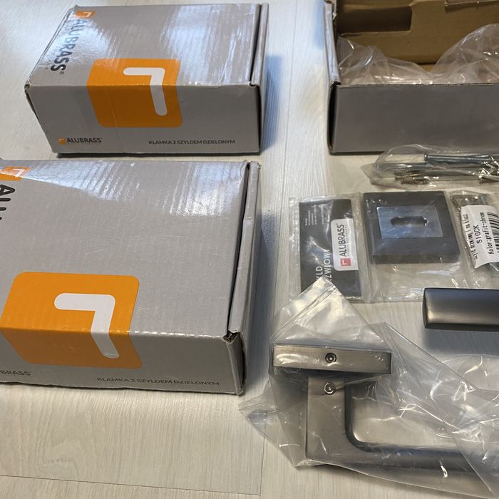 Klamka do drzwi nowe alubrass szyld drzwiowy grafit chrom