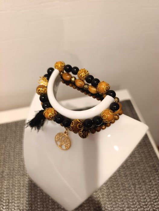 Zestaw 4 bransoletek |styl boho | eleganckie, na gumce |