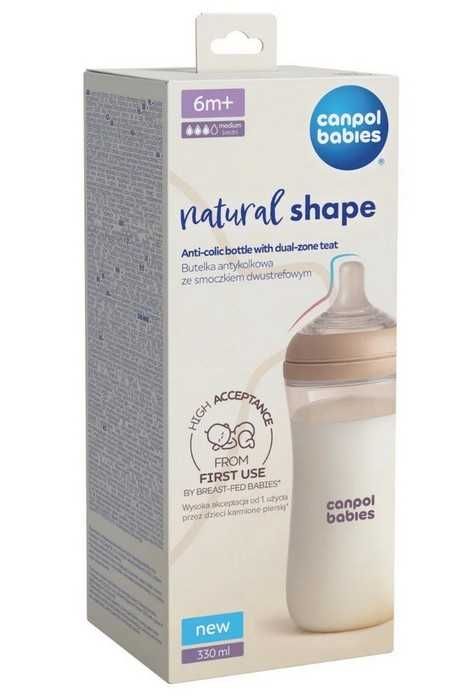 Canpol babies Butelka Natural Shape ze smoczkiem dwustrefowym 330 ml. 35/402