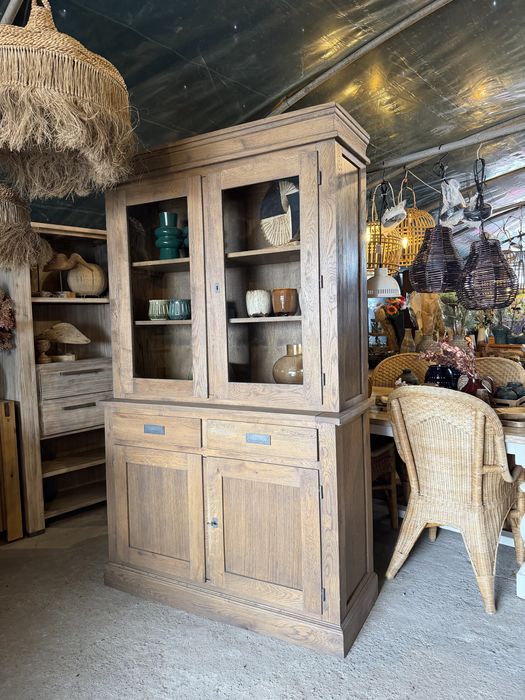 Witryna nowoczesna dębowa bufet Farmhouse drewniany kredens