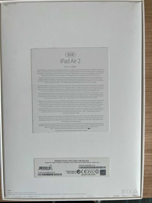 Apple iPad Air 2 16GB Wi-Fi + Cellular LTE Oryginalny zestaw
