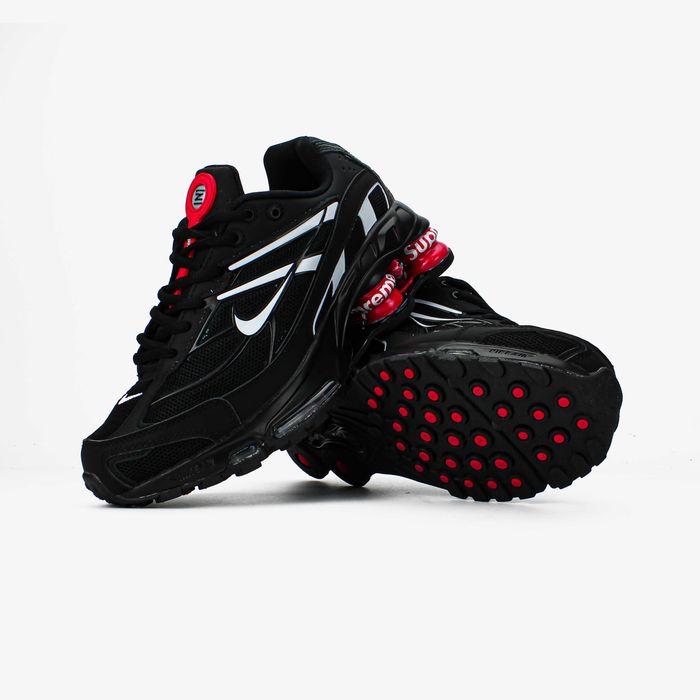 Чоловічі кросівки Supreme x Nike Shox Ride 2 SP "Black/Electric Red" Розміри 40-45