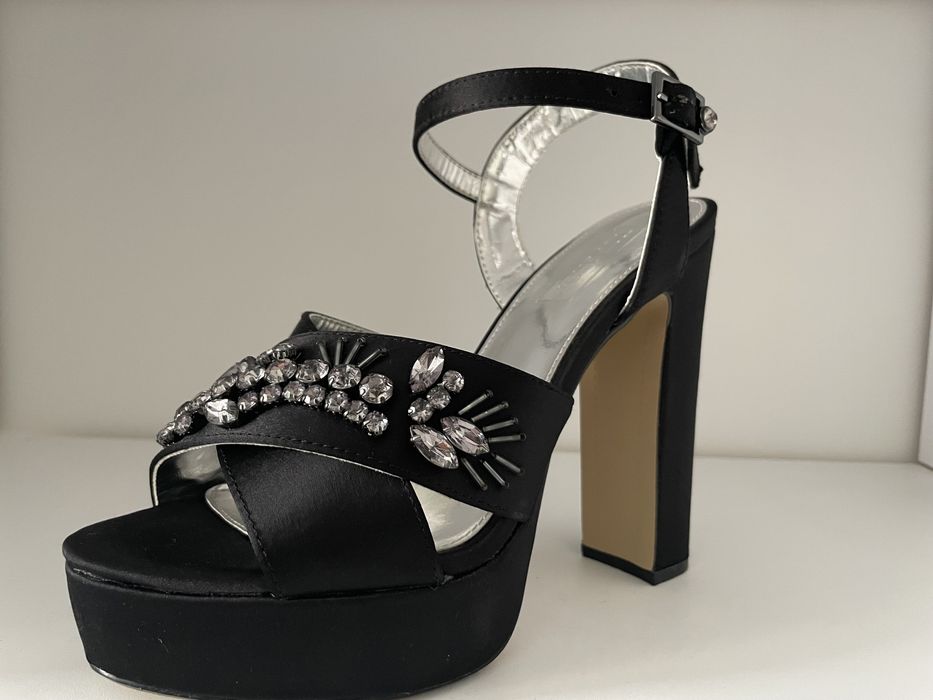 Topshop czarne buty na platformie wysokie obcasy eleganckie rozm 37